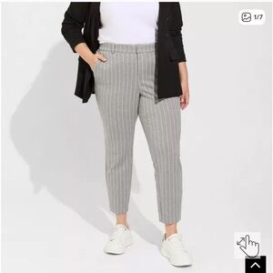 Torrid Women's Pinstripe Ankle Dress Pants Straight Leg Gray/White Size 18T